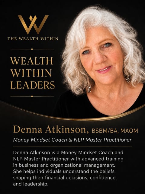 Professional portrait of Denna Atkinson, Money Mindset Coach and NLP Master Practitioner, featured in Wealth Within Leaders series